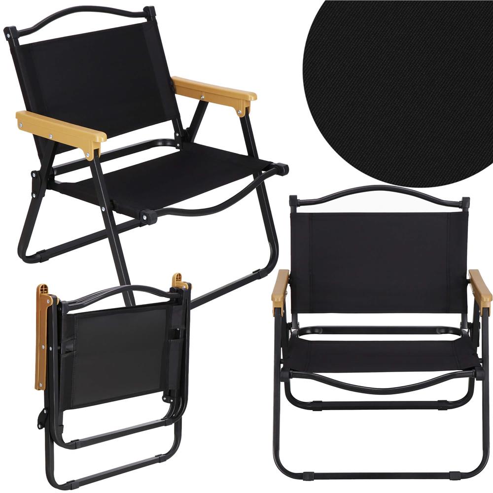 Scaun metalic plabil pentru gradina, camping sau plaja, 50x53x61cm, negru
