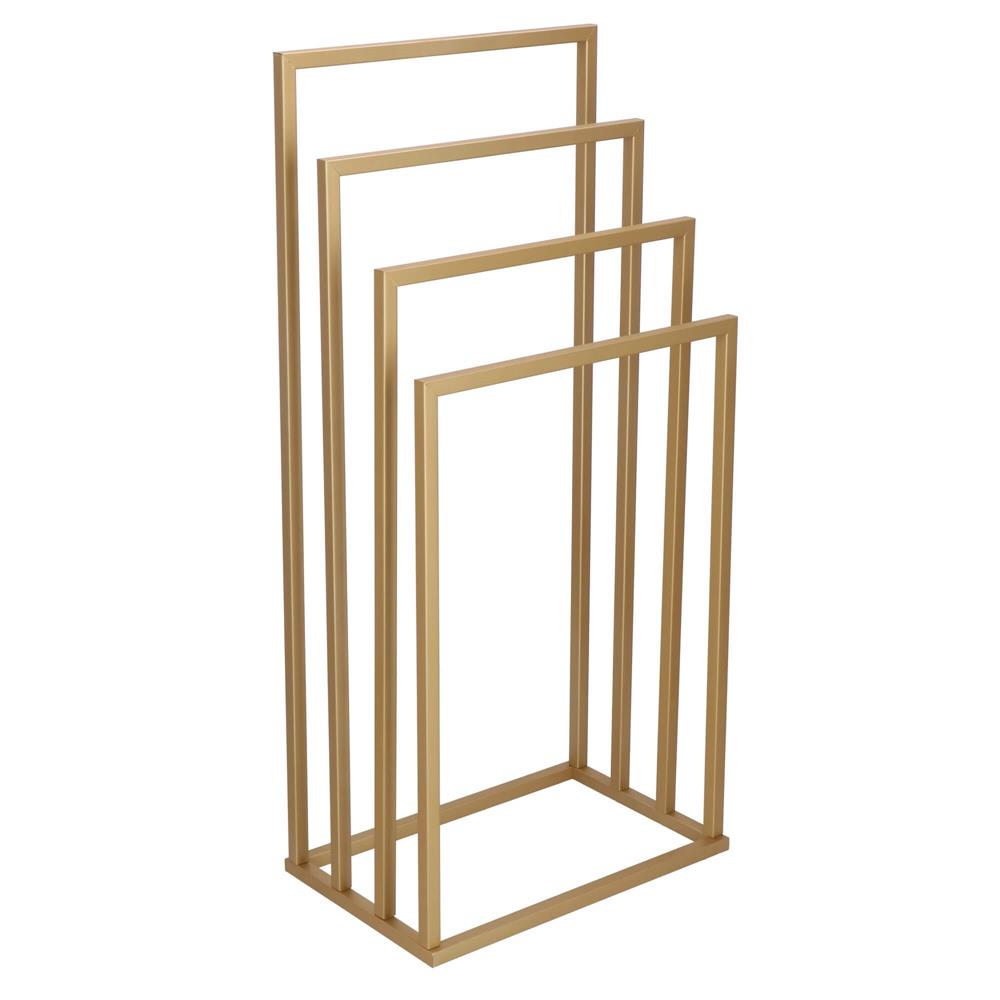 Suport metalic de baie pentru prosoape, cu 4 standuri, 96 cm, auriu mat - 7