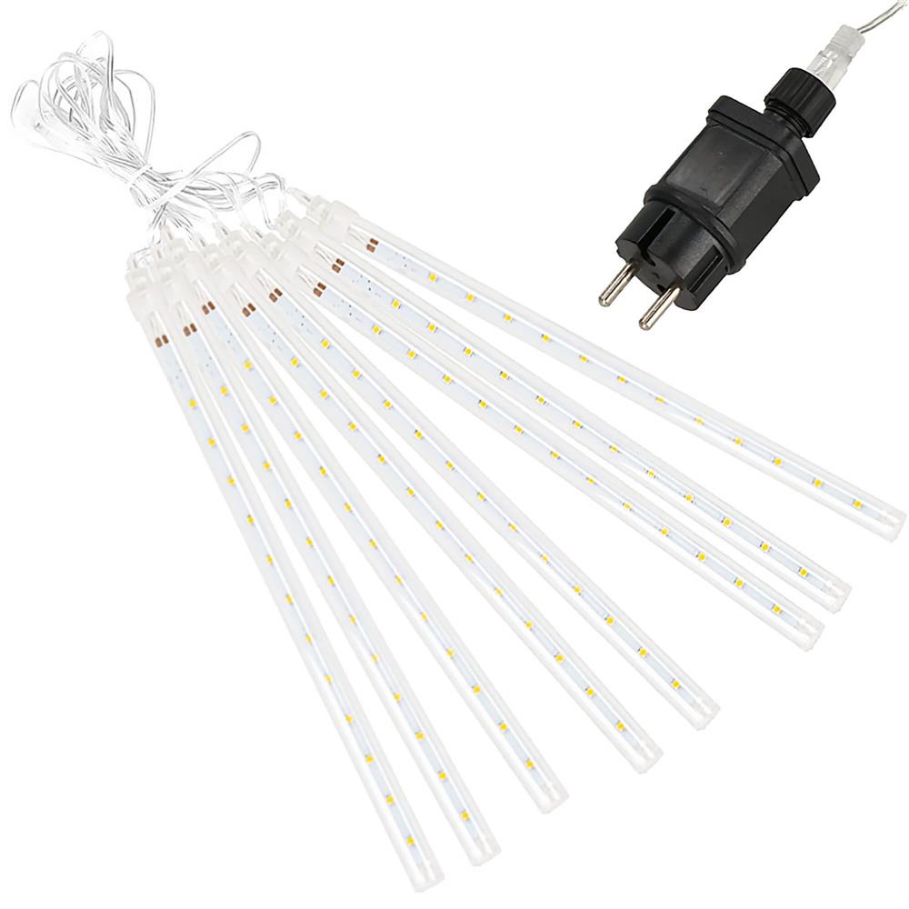 (DL) Instalatie de Craciun, 8 tuburi, 30cm, 144 LED, ploaie de meteoriti, alb