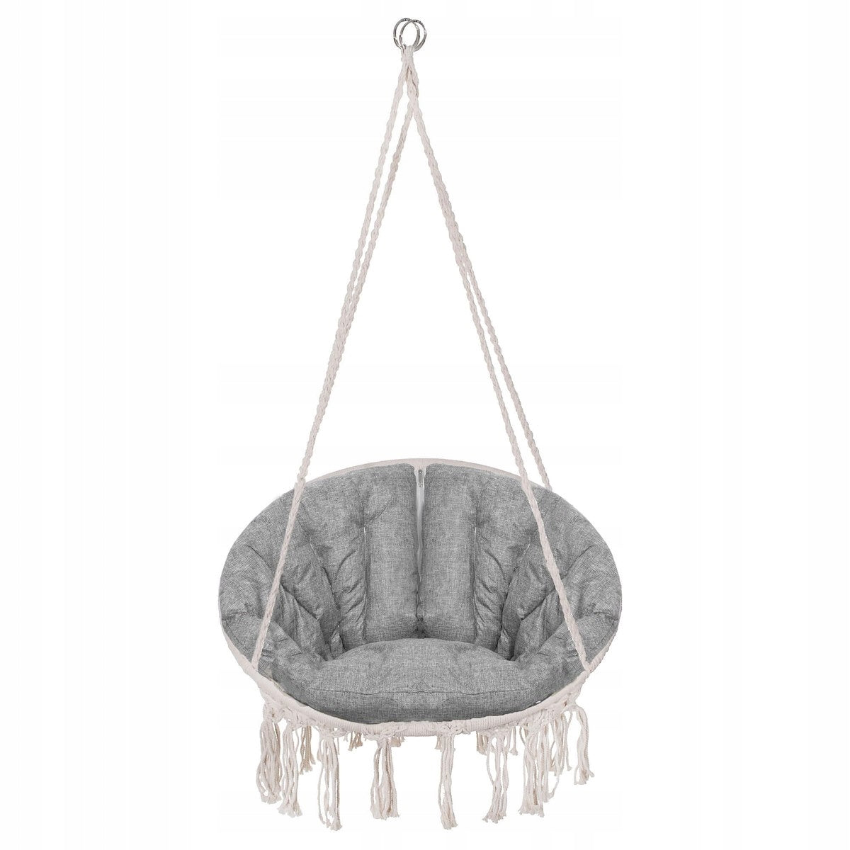 Scaun rotund Sersimo tip leagan suspendat cu perna Confort Plus casa sau gradina, bej