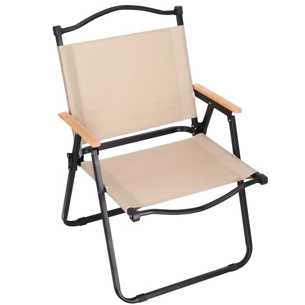 Scaun metalic plabil pentru gradina, camping sau plaja, 78x53x60cm, bej