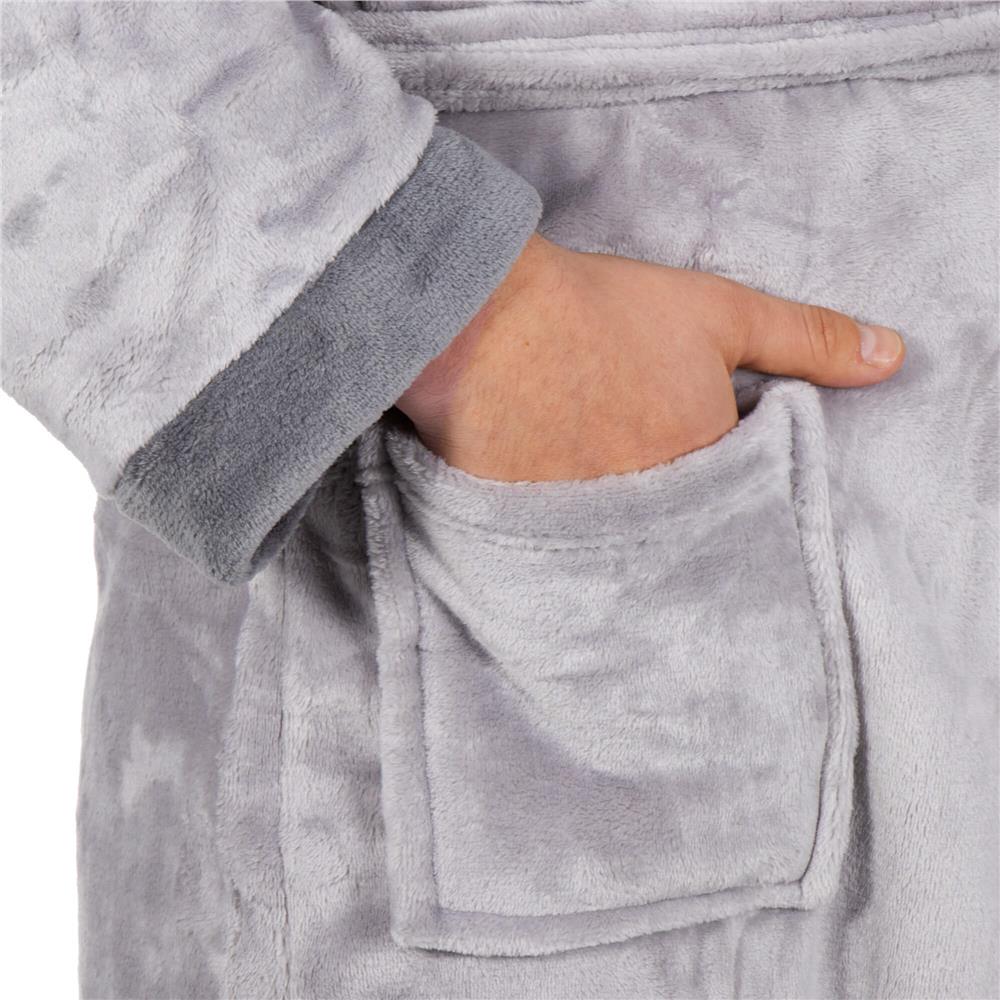 Halat de baie pentru barbati pana la genunchi, gluga mare, marimea L/XL, gri