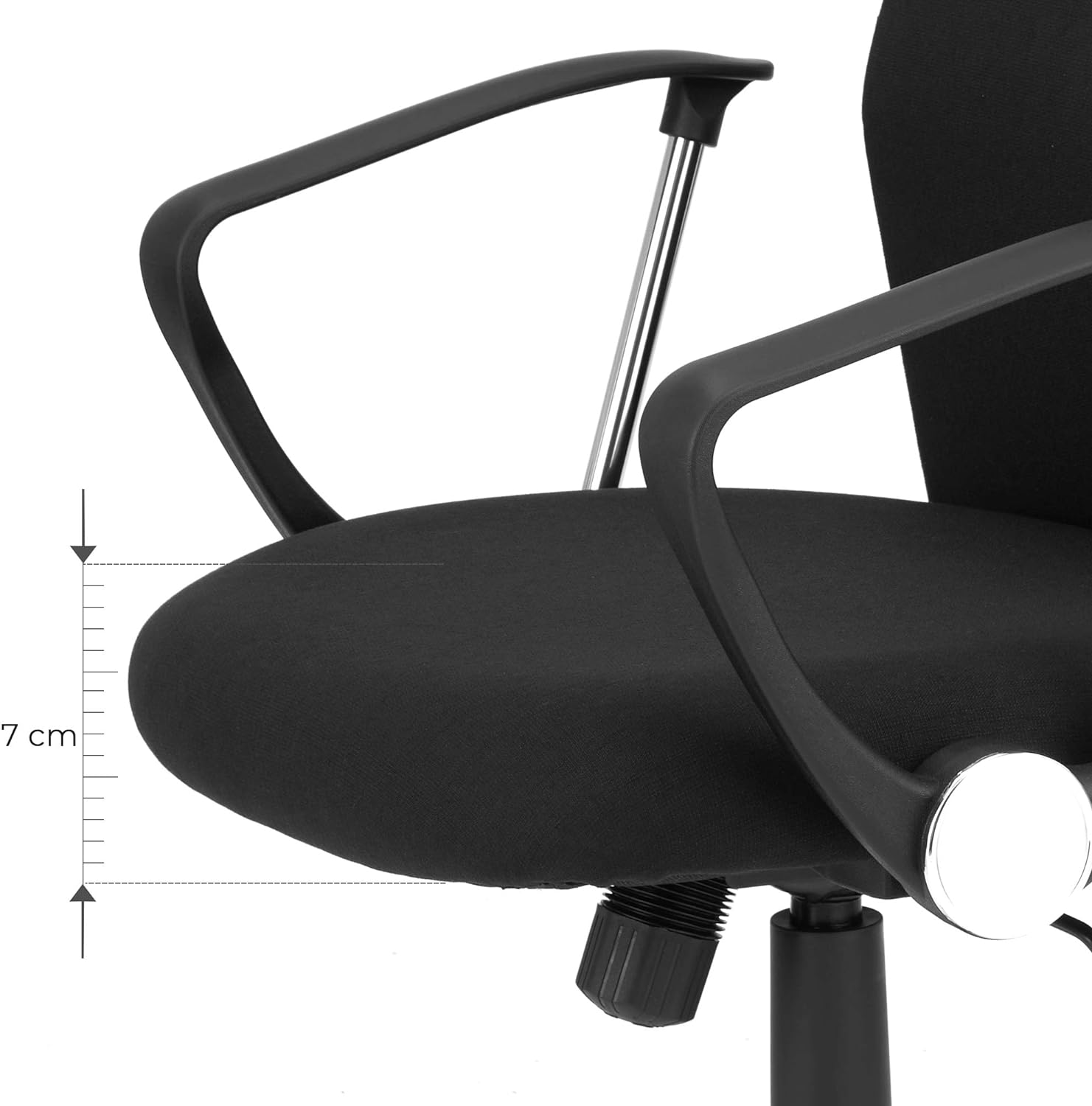 SONGMICS Scaun de birou ergonomic pentru sala de sedinte, pivotant, capitonat, inaltime reglabila si rabatabil, negru