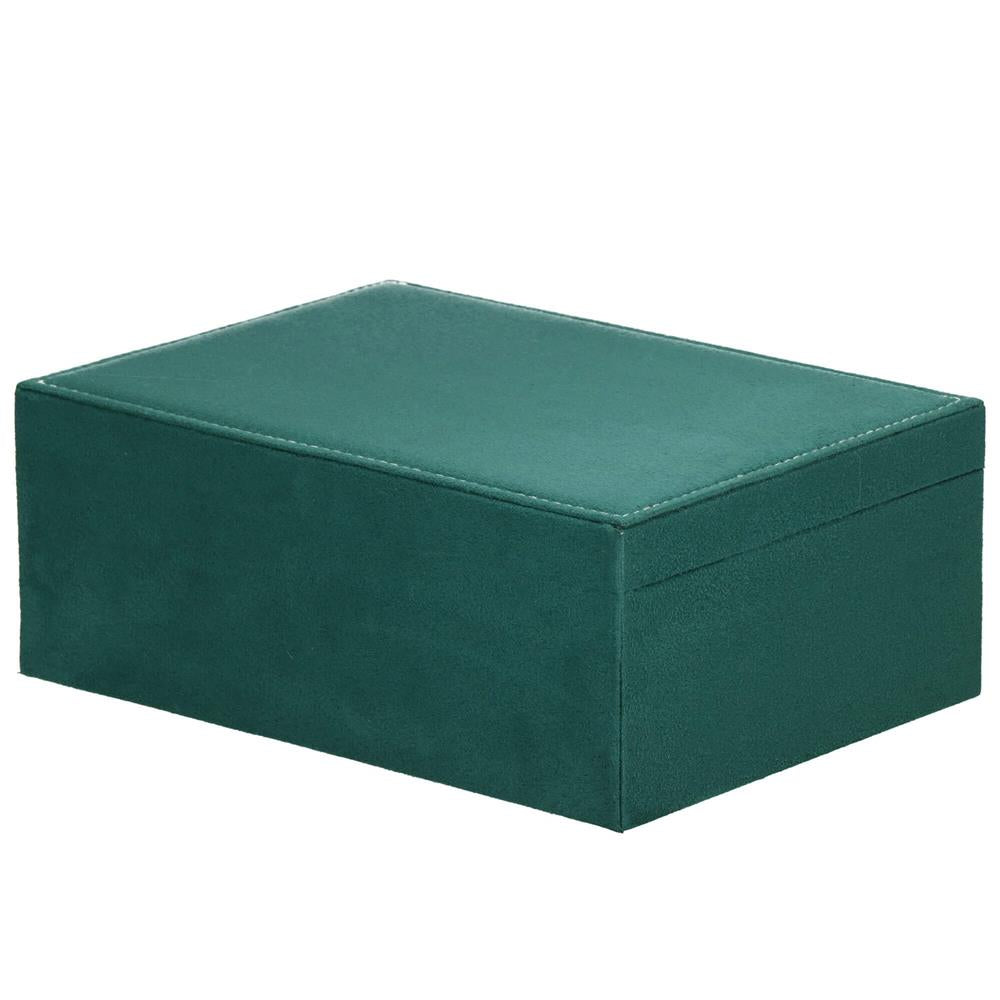 Cutie depozitare si organizare bijuterii, velur, 27 x 19 x 10,5 cm, verde