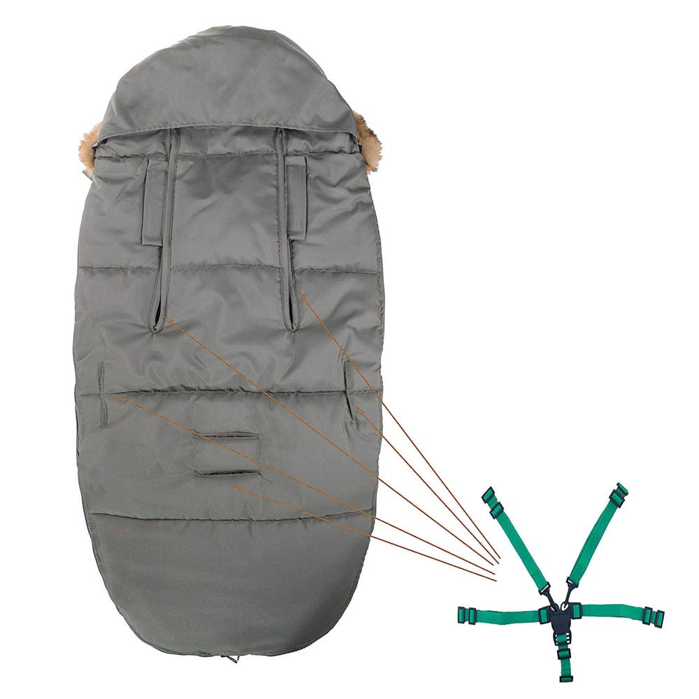 Sac iarna de bebelusi pentru carucior, marime universala, 90x45cm, gri