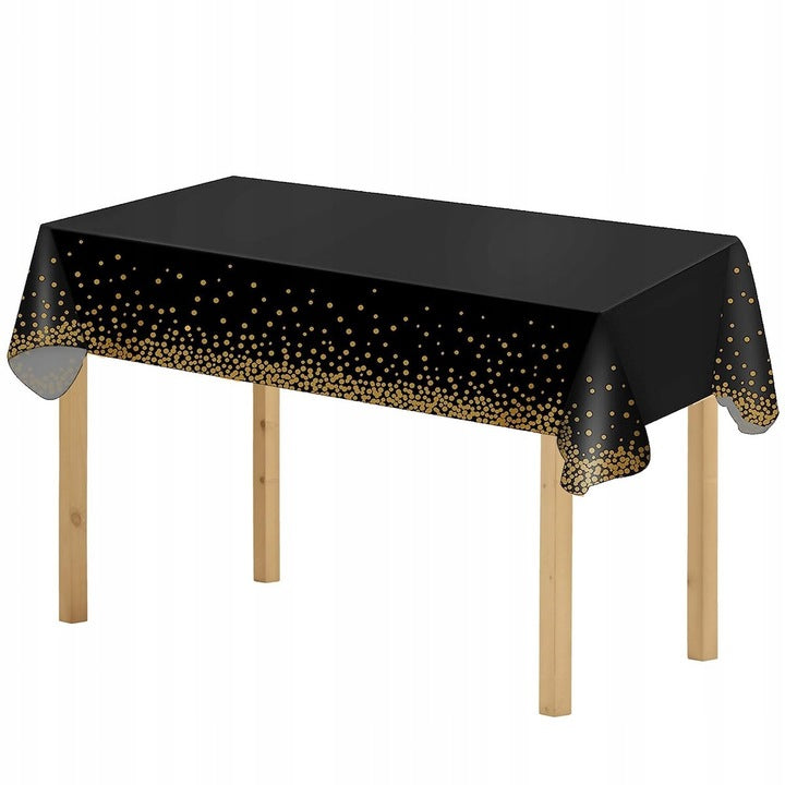 Fata de masa de unica folosinta pentru petreceri, 137x272cm, negru auriu