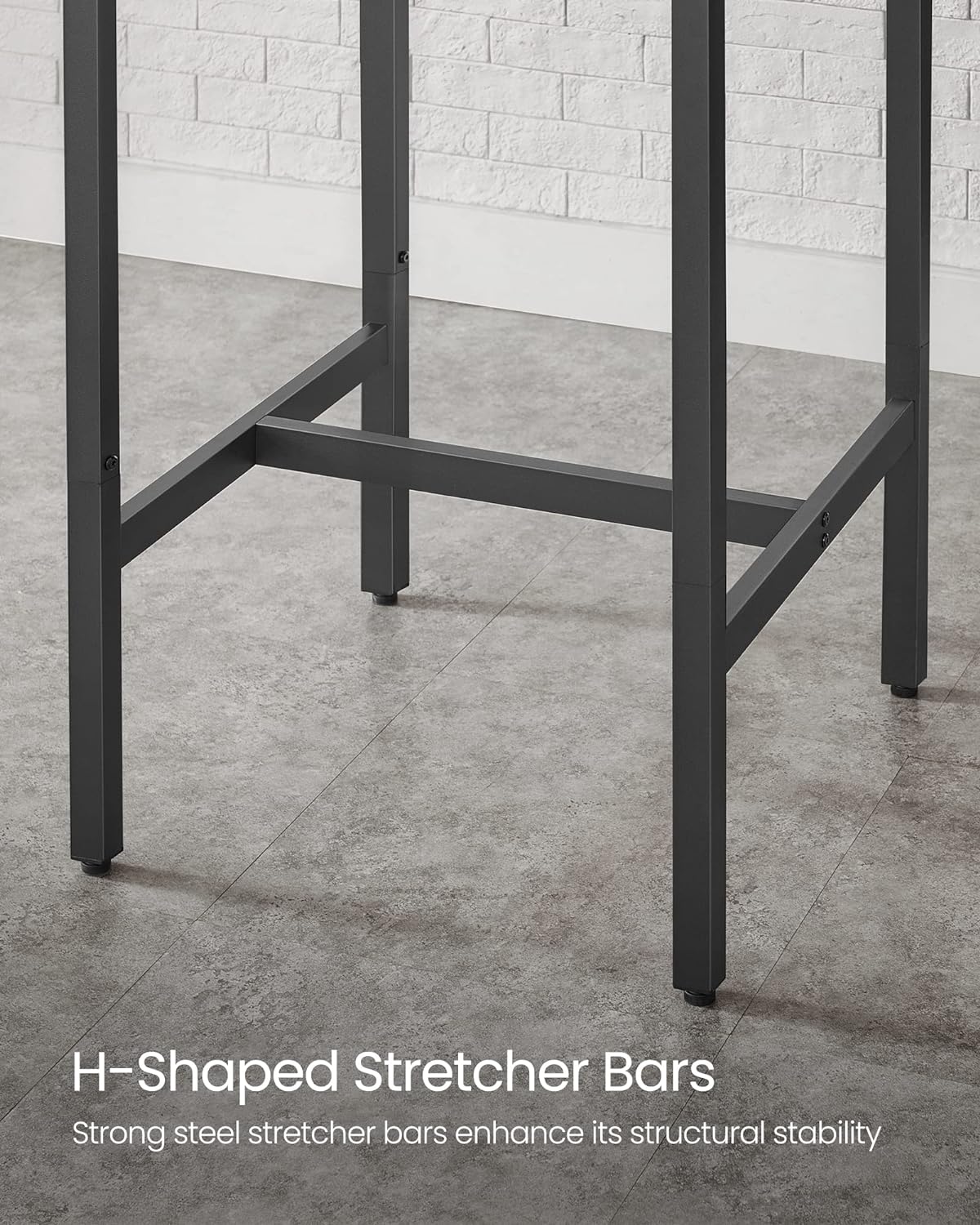 VASAGLE Masa de bar pentru bucatarie, patrata, inalta, cadru de otel, 60x60x92cm, stil industrial, maro rustic si negru
