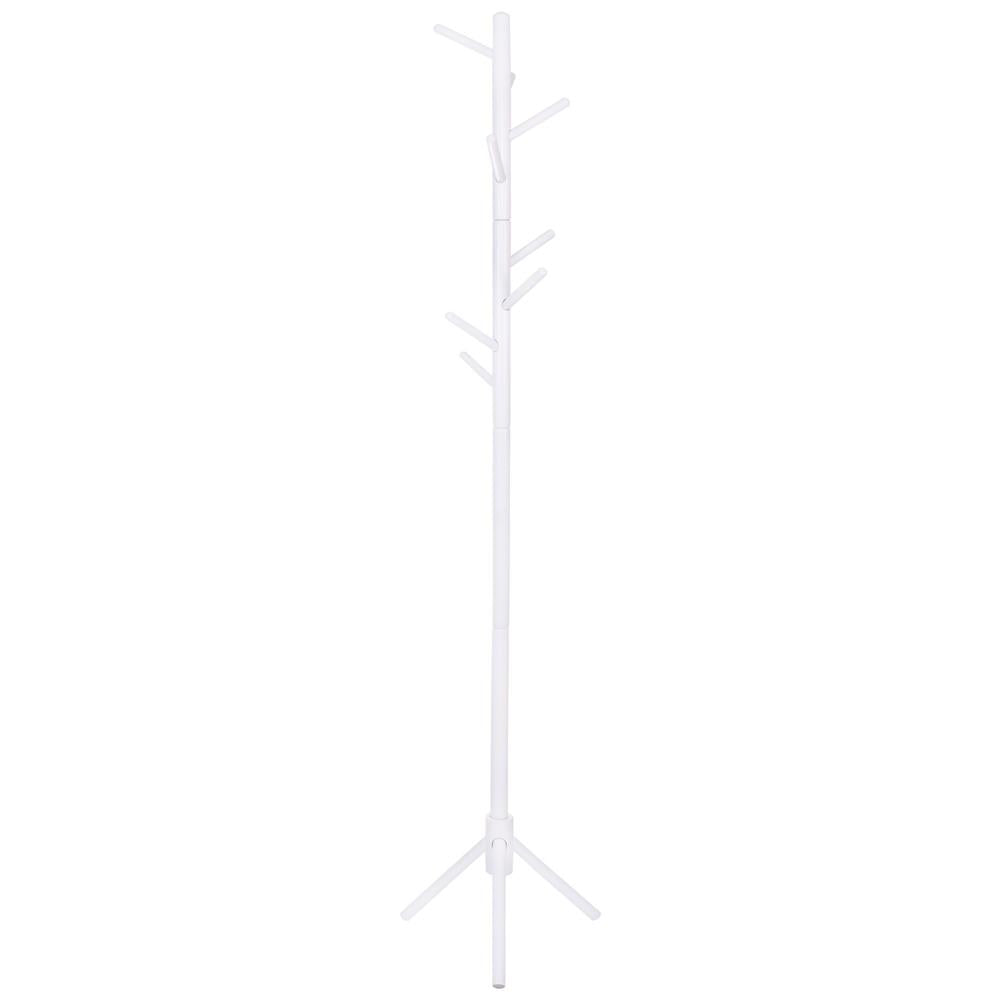 Cuier tip pom din lemn Sersimo, 8 agatatoare, 175cm, alb