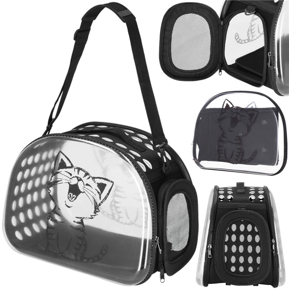 Geanta pentru transport animale de companie pisica sau catel, M, 42x26x32 cm, transparent - 6