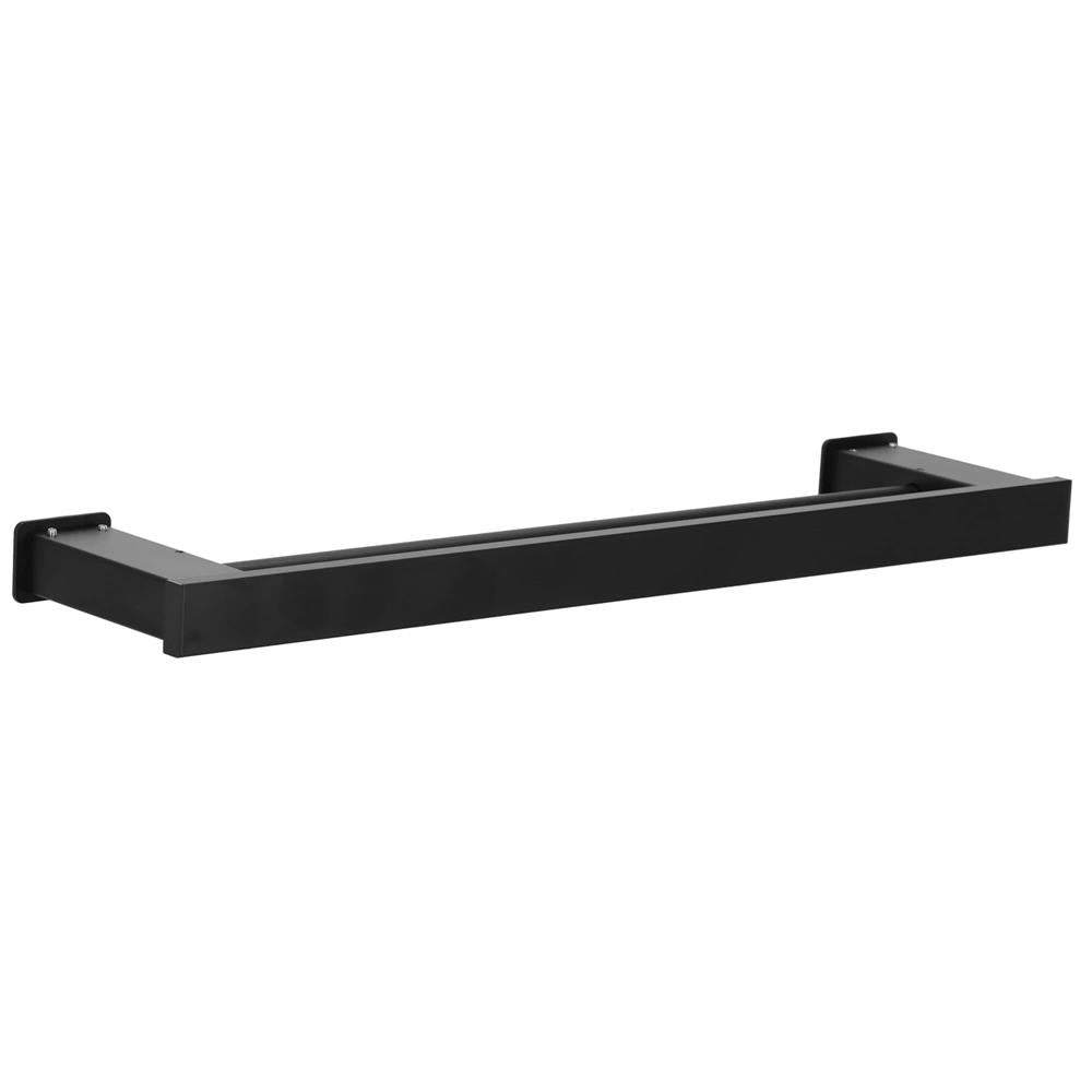 Suport prosoape pentru baie cu 2 sisteme de instalare, 2 brate, din aluminiu, 50x12cm, negru