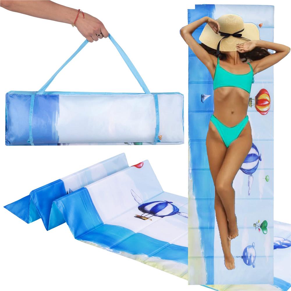 Saltea pentru plaja pliabila, din spuma, ultra-usoara, cu maner de transport, 60x180cm, albastru