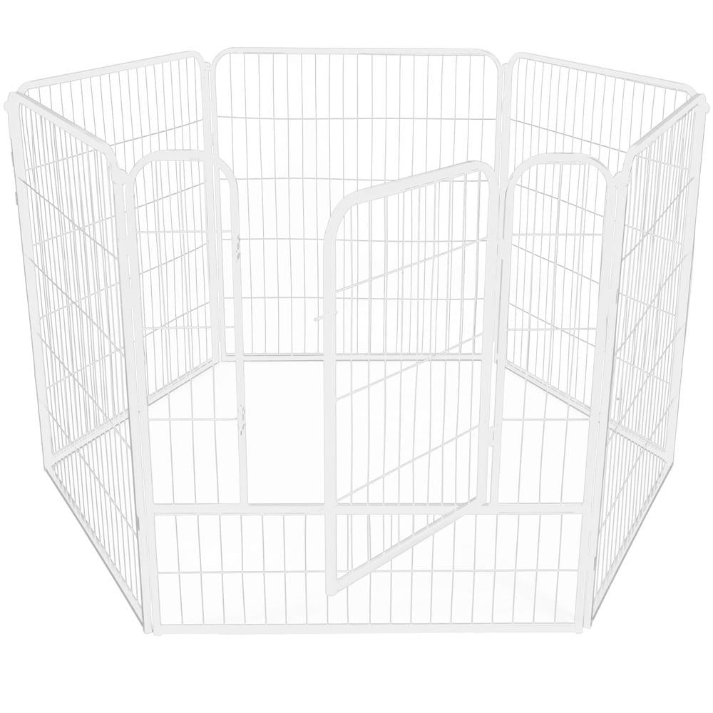Tarc pentru animale de companie, din fier, forma configurabila, cu usa de acces, 4XL, 184x100x93cm, alb
