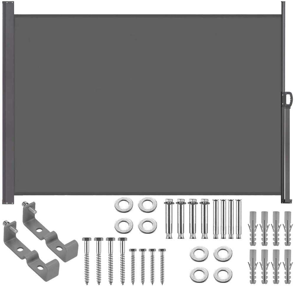 Paravan lateral pentru intimitate, extensibil, sistem fixare inclus, 200x300cm, gri inchis - 6