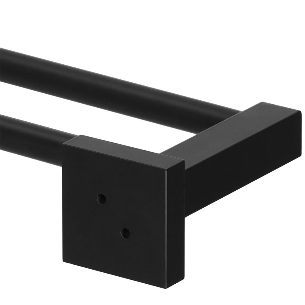 Suport prosoape pentru baie cu 2 sisteme de instalare, 2 brate, din aluminiu, 50x11cm, negru
