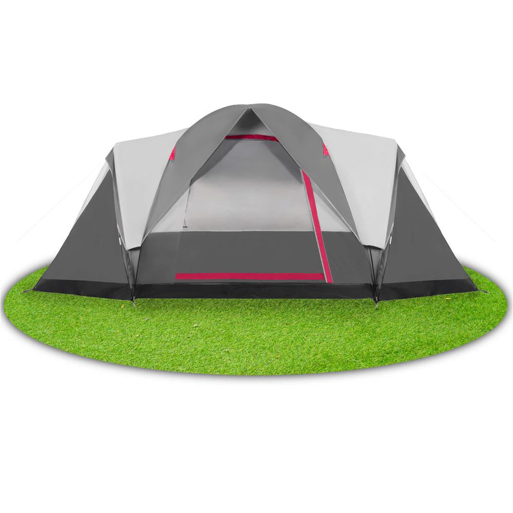 Cort camping, impemeabil, protectie UV, 6 locuri, 215x450x180cm, gri