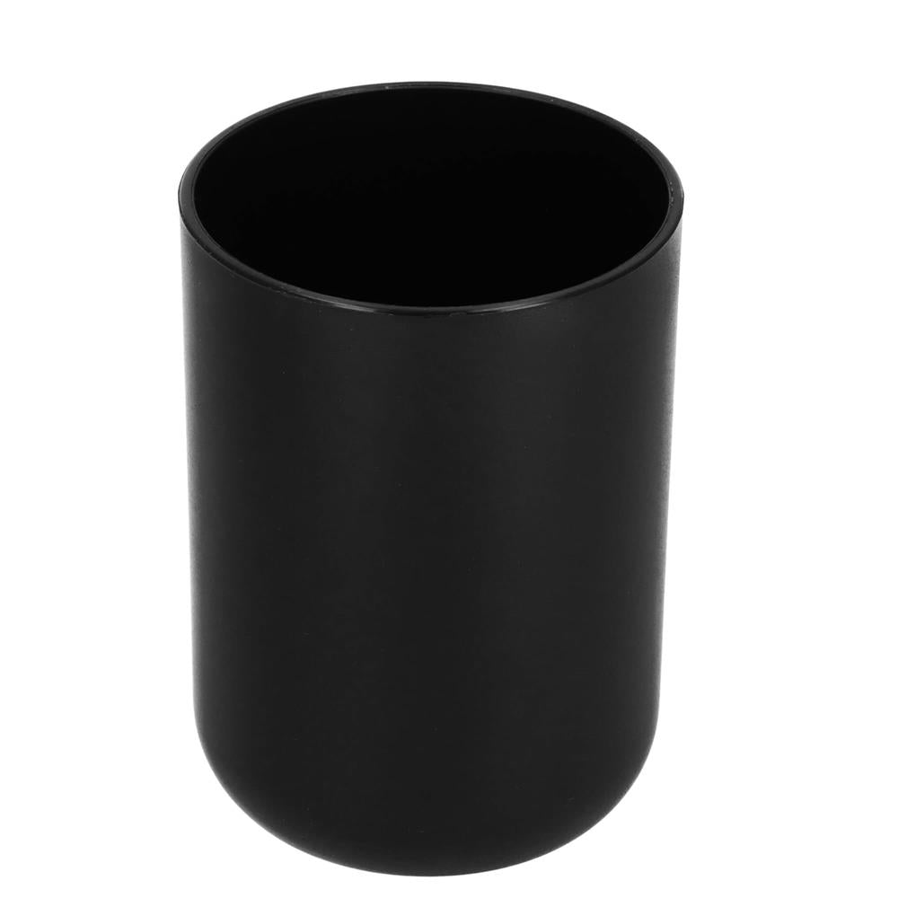 Set de accesorii rotunde pentru baie din plastic cu elemente bambus, 6 piese, negru