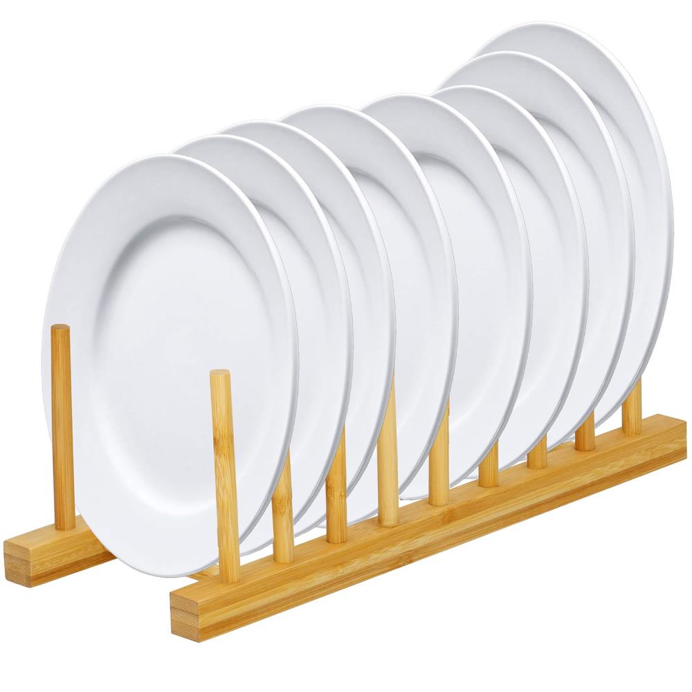 Suport organizare farfurii sau capace oala, din bambus, 34x13x13cm, natur