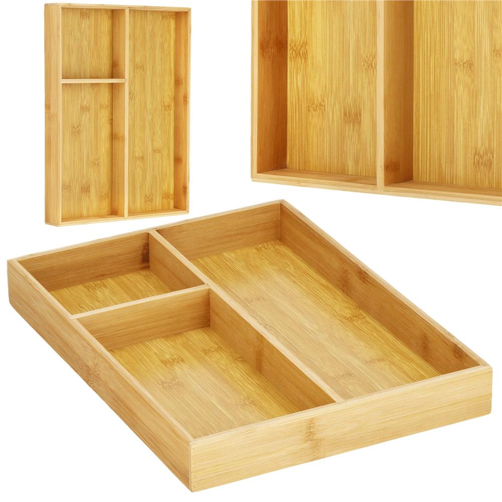 Organizator tacamuri si ustensile bucatarie, bambus, 40x30x5cm