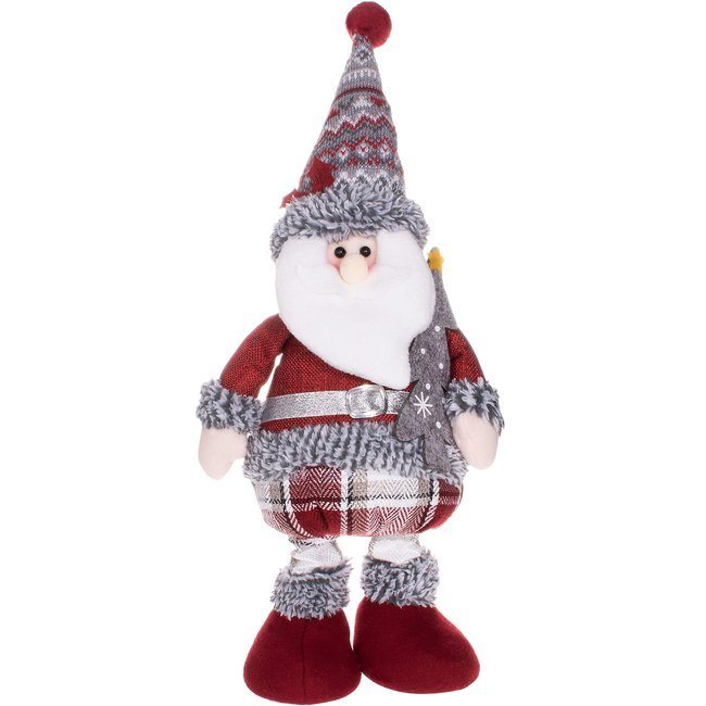 Figurina Craciun, Mos Craciun, picioare telescopice, inaltime extensibila 57-80cm