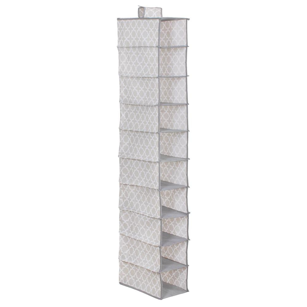 Organizator dulap Sersimo, 10 compartimente, textil, 120cm, gri bej