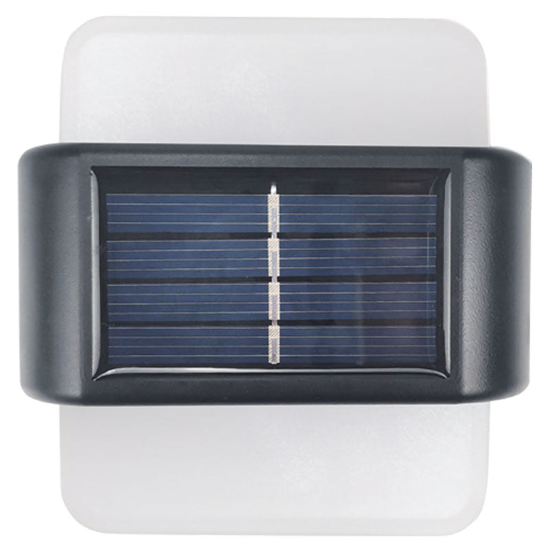 Set 2 lampi solare LED de perete, IP44 pentru exterior, autonomie 12 ore, 9x9x2.3cm, negru