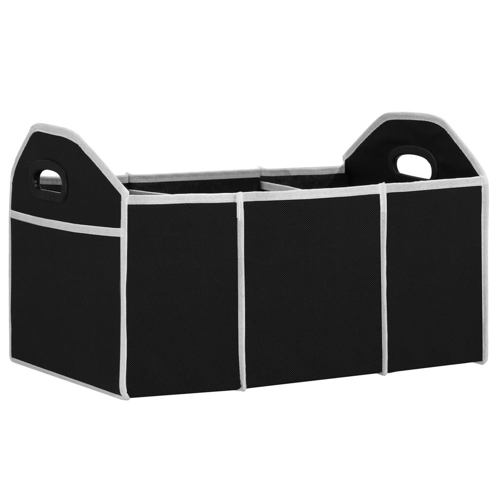 Organizator dulap Sersimo tip lada, 3 compartimente, textil, negru