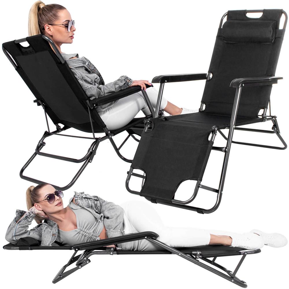 Sezlong pliabil Relax Zero Gravity, 80x60x153cm, negru