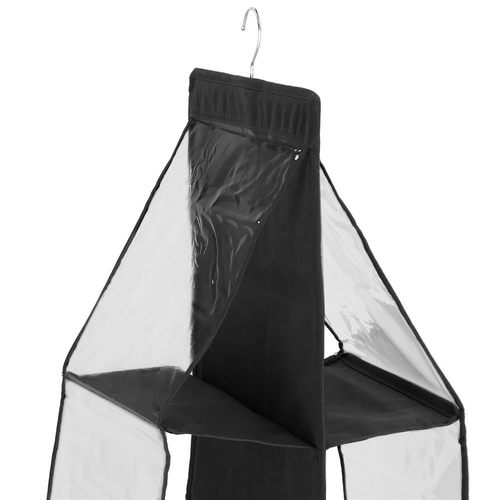 Organizator dulap Sersimo pentru posete, 6 compartimente, textil, negru