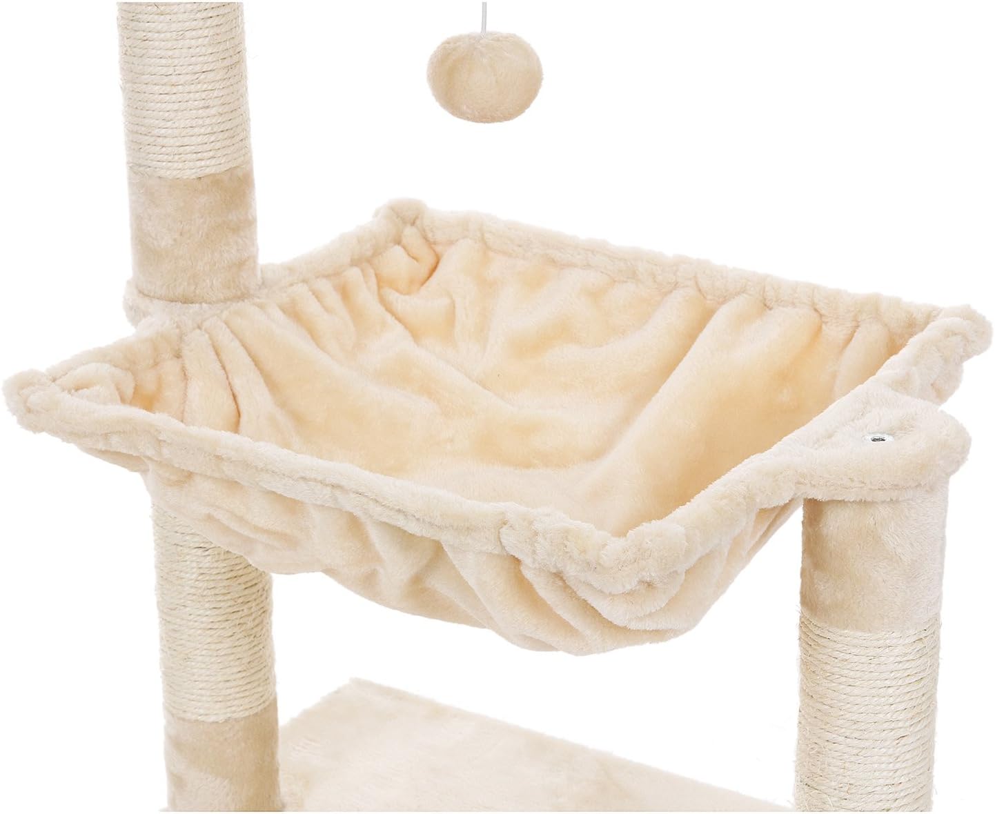 FEANDREA Ansamblu de joaca pisici, tip copac, cu hamac si platforma, 50x36x70 cm, bej