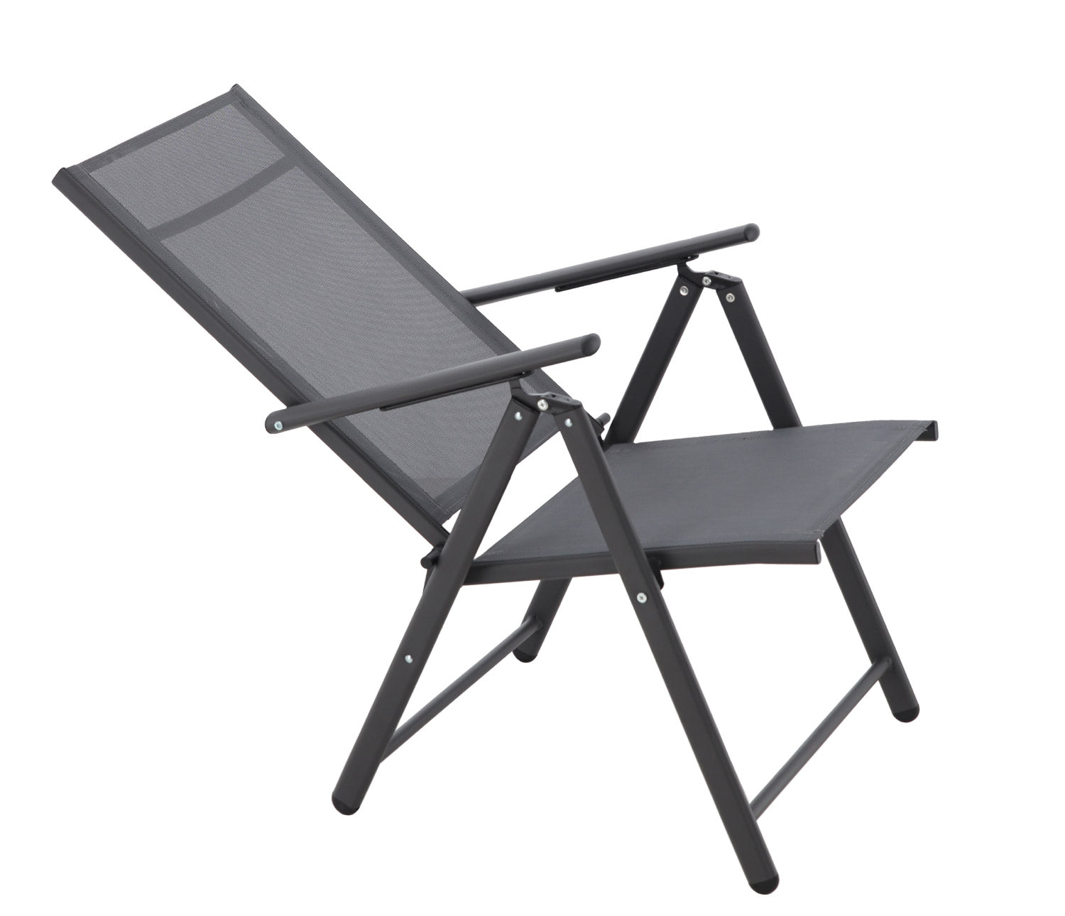Scaun metalic de gradina, pliant, cu spatar reglabil, din otel, 60x58x100cm, gri