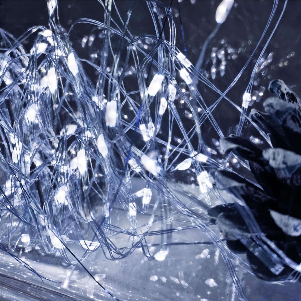 Ghirlanda luminoasa cu incarcare solara, 200 LED-uri, 22 metri, 8 functii, alb rece