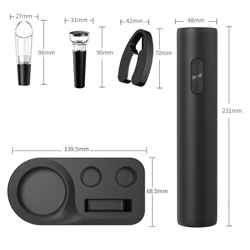Set Tirbuson Electric din 5 piese, Deschizator Electric, cu Baterii, Multifunctional, 23x14cm, Negru