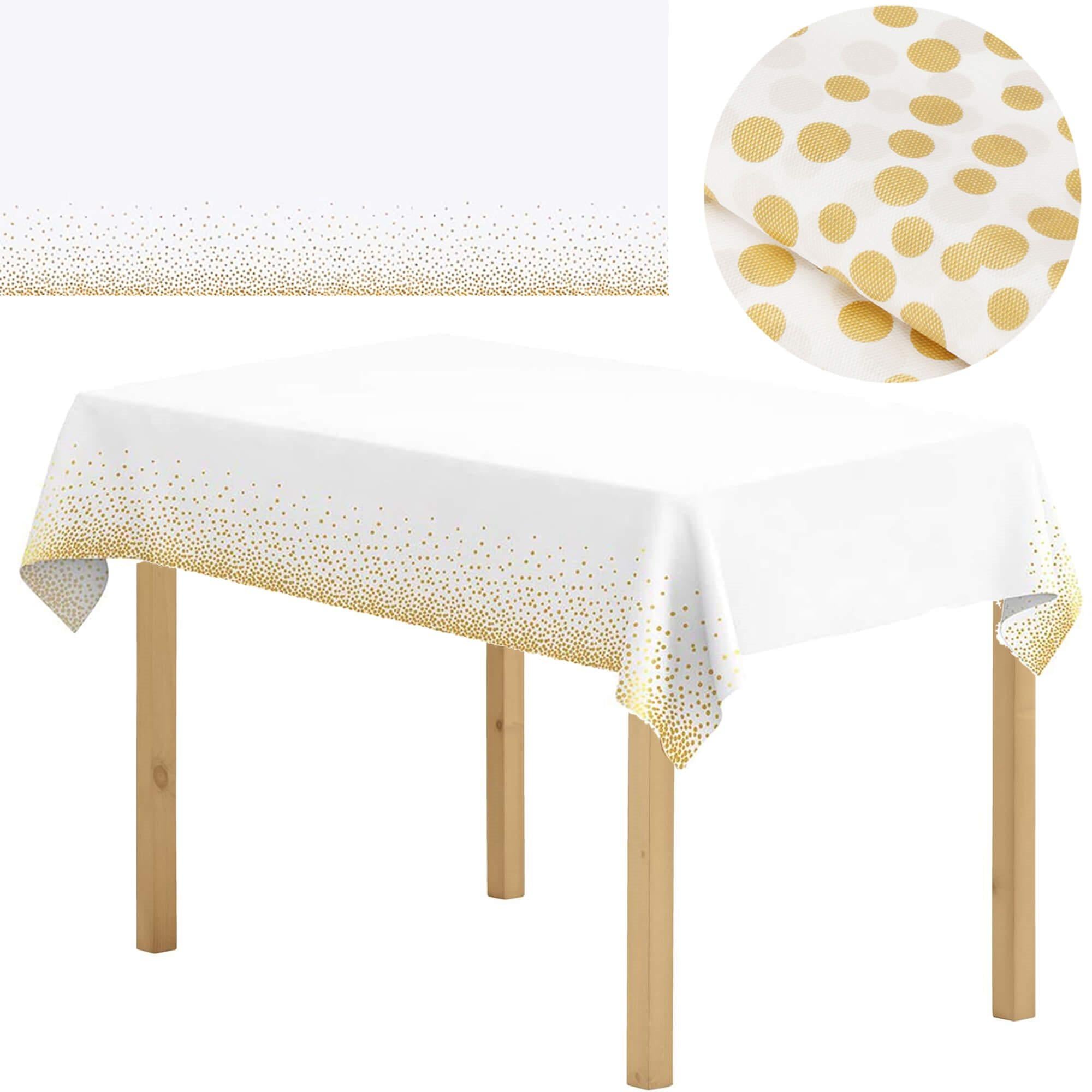 Fata de masa de unica folosinta pentru petreceri, 137x272cm, alb auriu