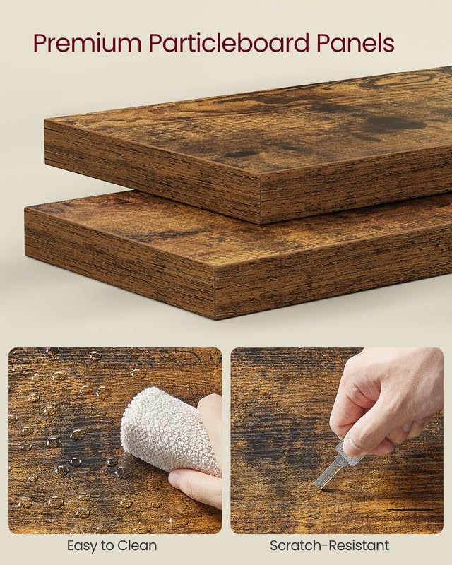 VASAGLE Raft de colt plutitor pe 5 niveluri, din lemn, 20x20x128cm, maro rustic