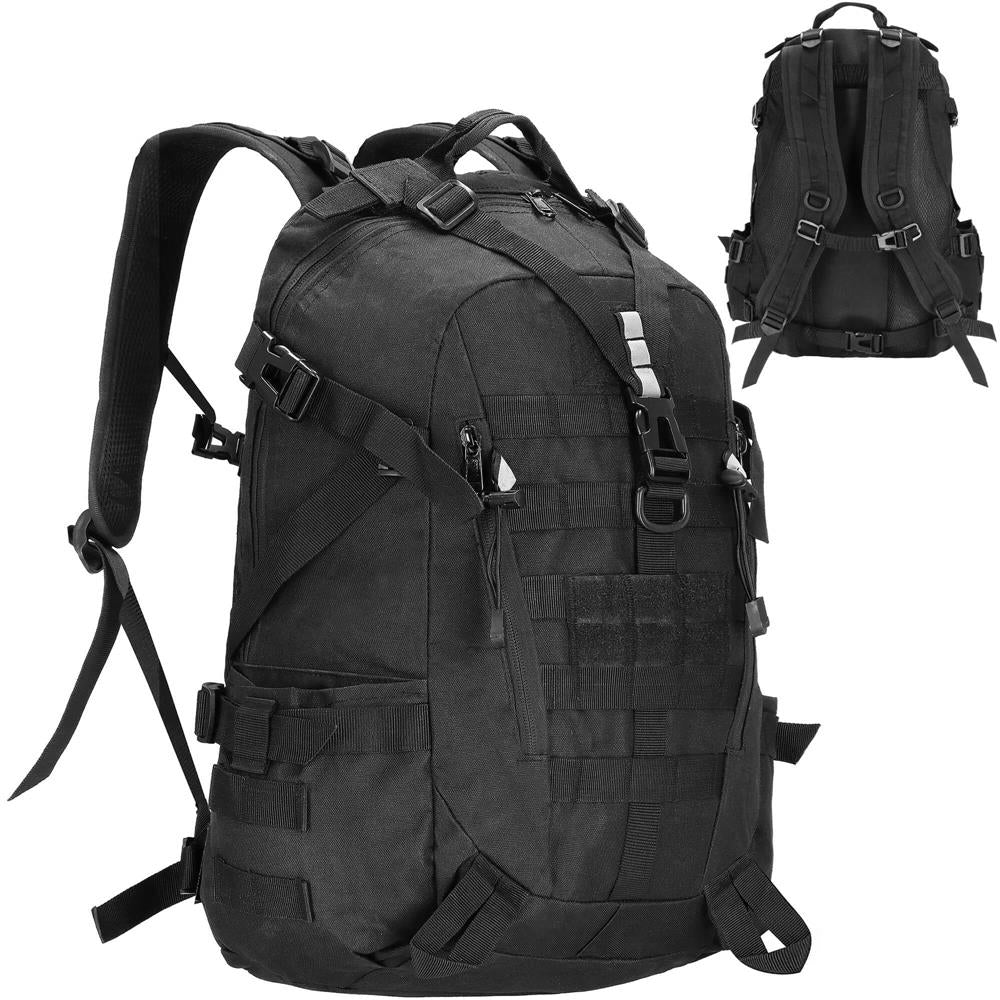 Rucsac militar pentru drumetie, spate cu captuseala groasa ventilata, compartimentat, 40L, negru