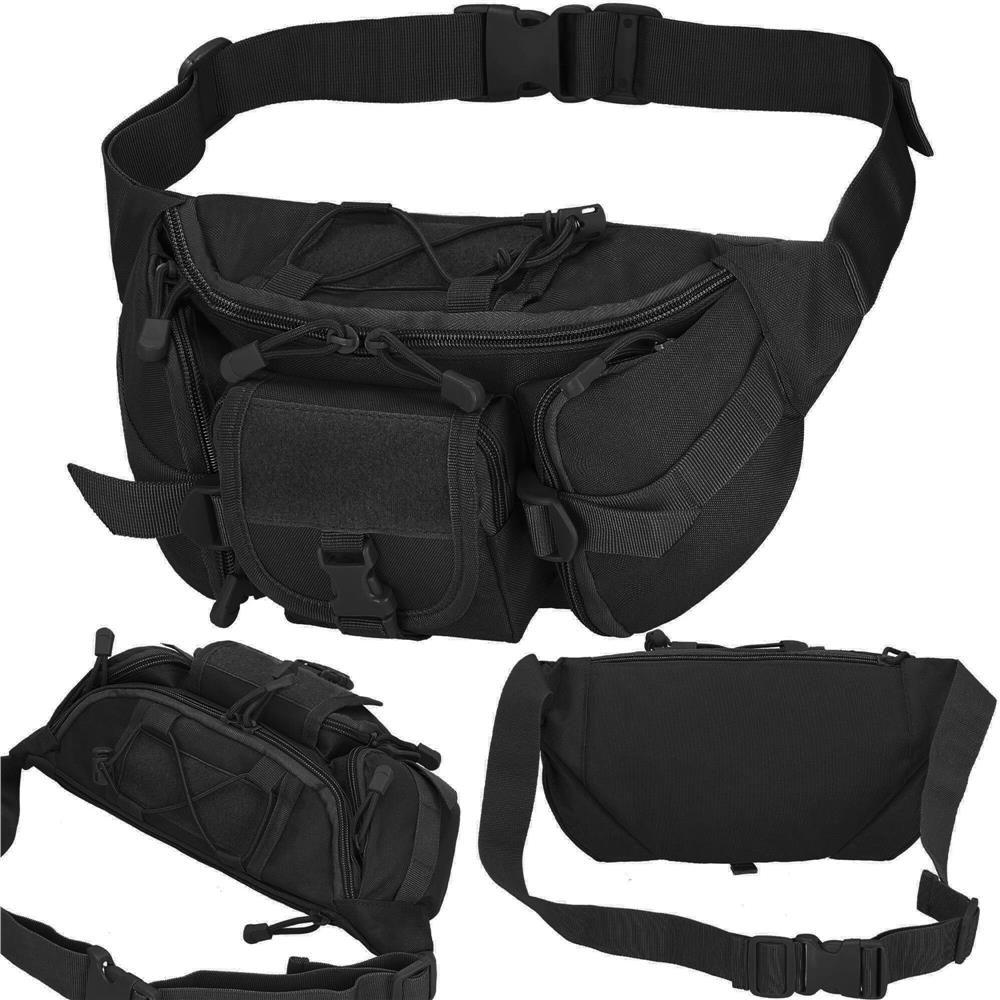 Borseta incapatoare pentru umar sau brau, impermeabila, unisex, 37x19cm, negru