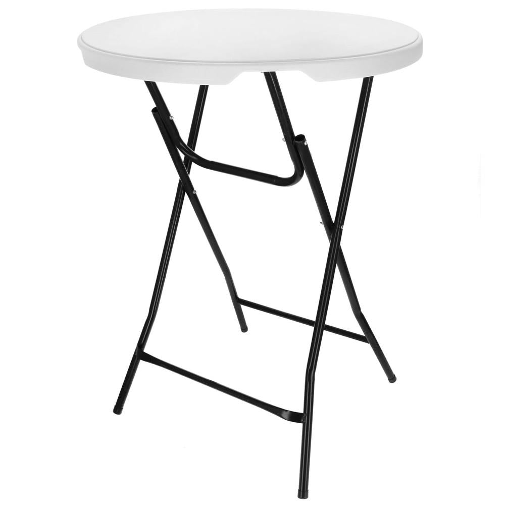 Masa catering profesionala pentru evenimente, inalta, cu picioare metal pliabile, rotunda, d 80 cm, h 110 cm, alb - 6