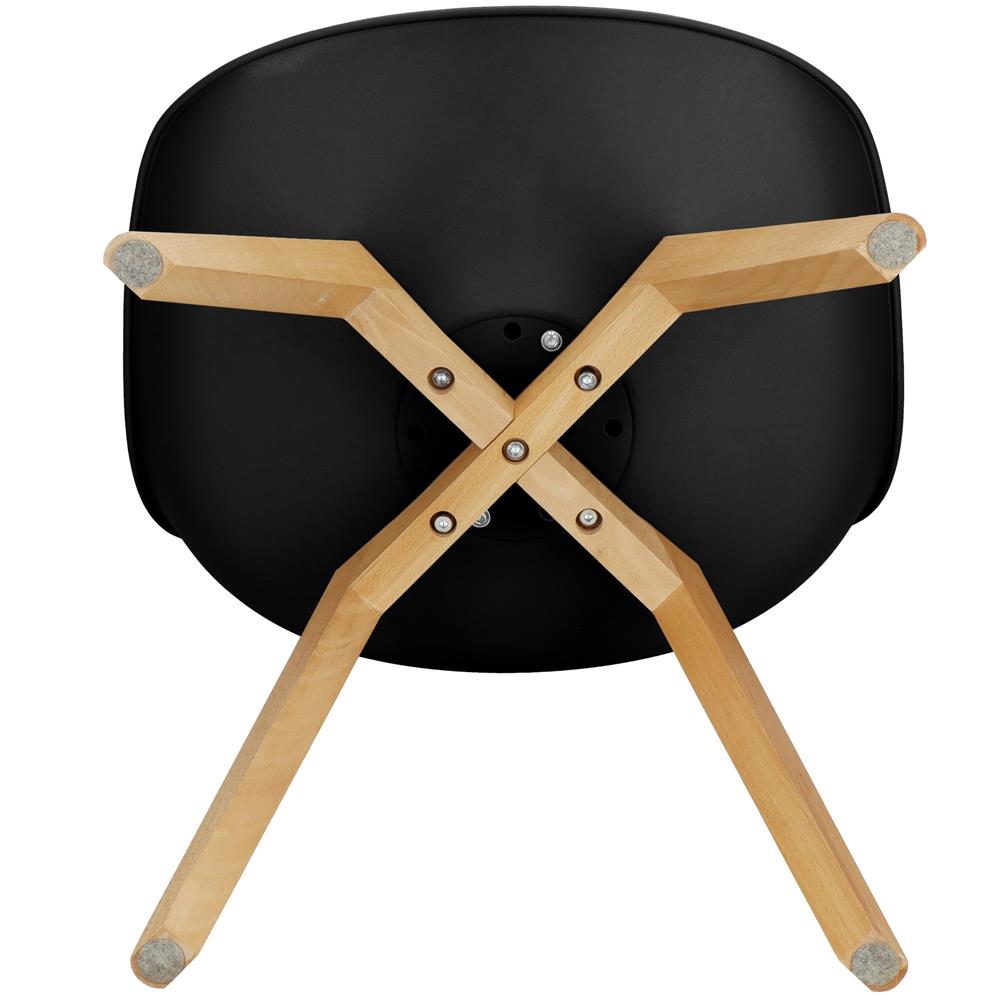 Set 4 scaune dining Verdhe pentru bucatarie cu perna tapitata cu piele ecologica, 44x82cm, negru
