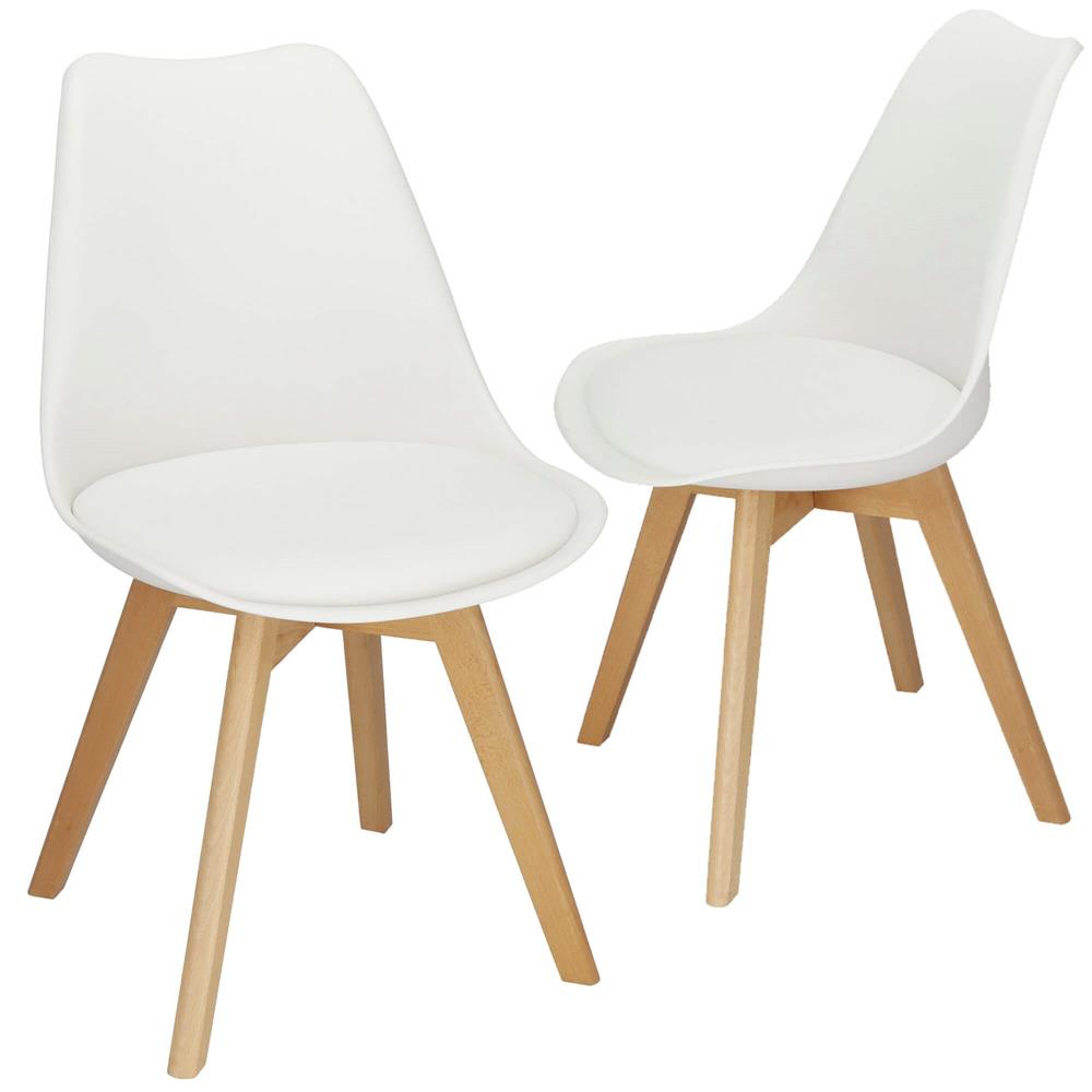 Set 4 scaune dining Verdhe pentru bucatarie cu perna tapitata cu piele ecologica, 44x82cm, alb