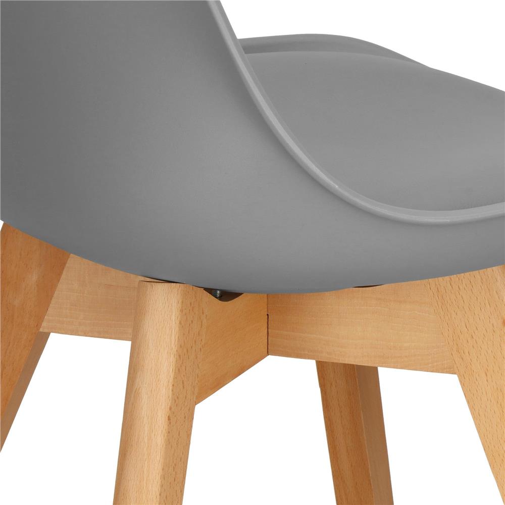 Set 4 scaune dining Verdhe pentru bucatarie cu perna tapitata cu piele ecologica, 49x82cm, gri