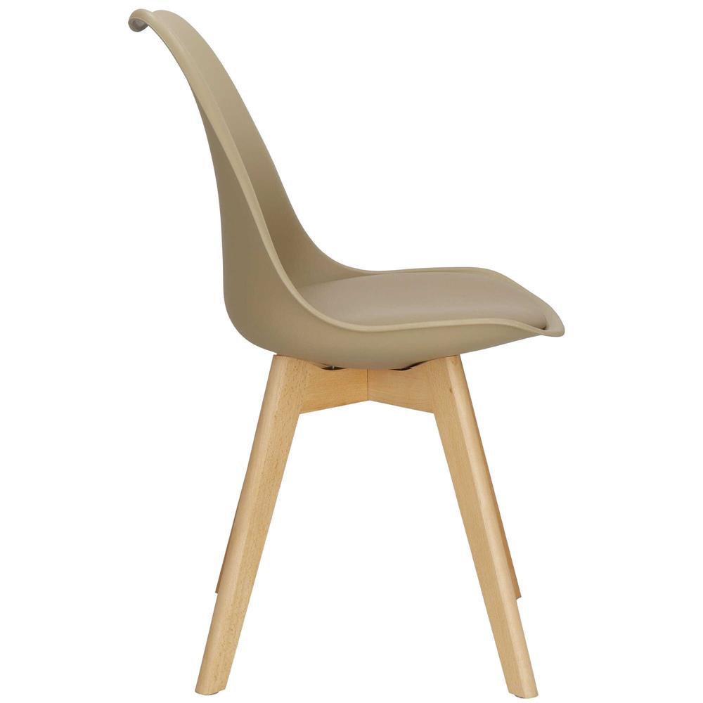 Set 4 scaune dining Verdhe pentru bucatarie cu perna tapitata cu piele ecologica, 44x82cm, maro