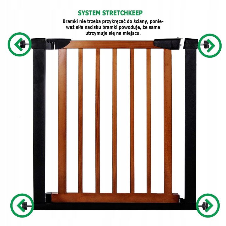 Poarta de siguranta Safety Gate pentru scari, ajustabila 103-110 cm, din otel si lemn, negru maro