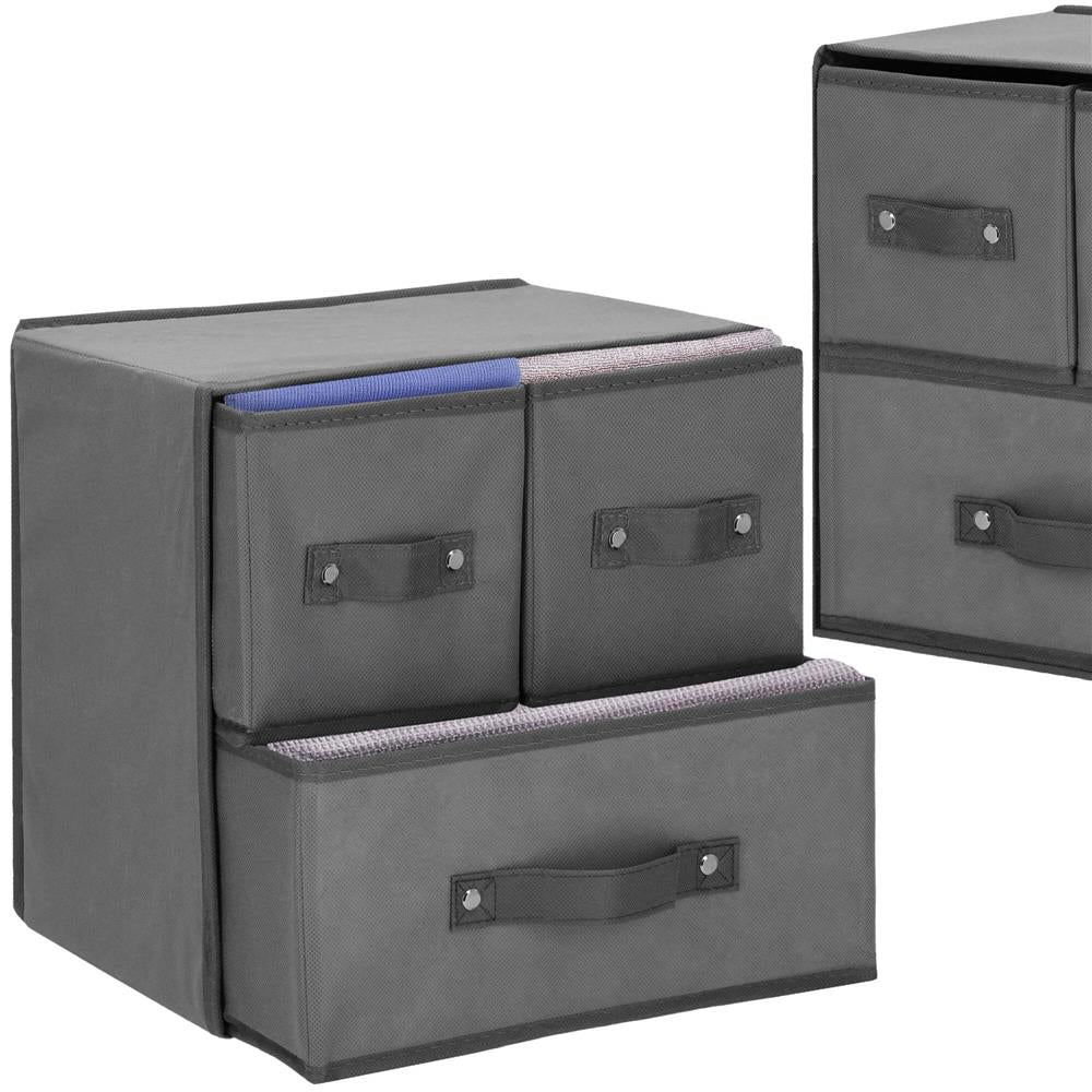 Organizator dulap tip lada cu 3 sertare, 31x31x22cm, gri inchis