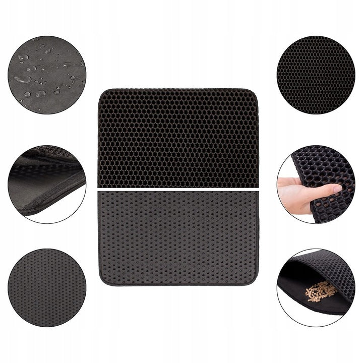 Covor pentru litiera pisicii, colectarea granulelor de nisip, negru, 45x35cm