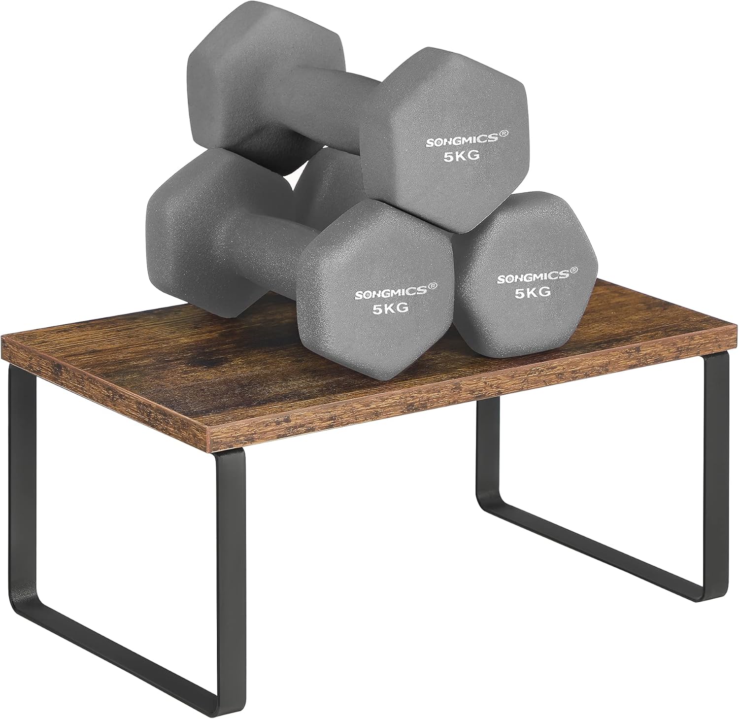 SONGMICS Rafturi bucatarie 30x20x16 cm, set 4 buc, modulare, suprapozabile si extensibile, metal si PAL, maro rustic