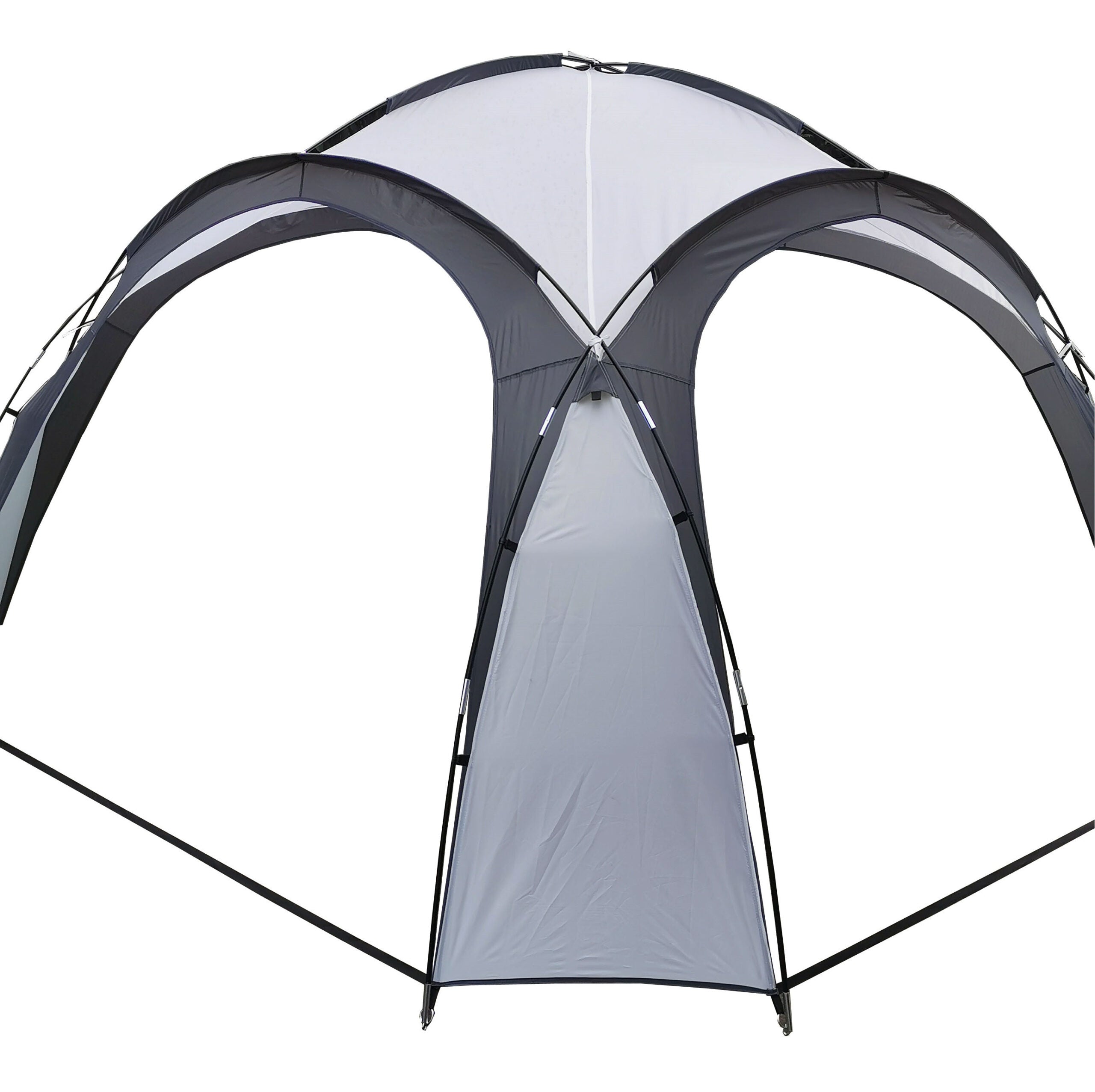 Pavilion gradina 350x350x230 cm, structura fibra de sticla, acoperis poliester impermeabil, gri cu alb