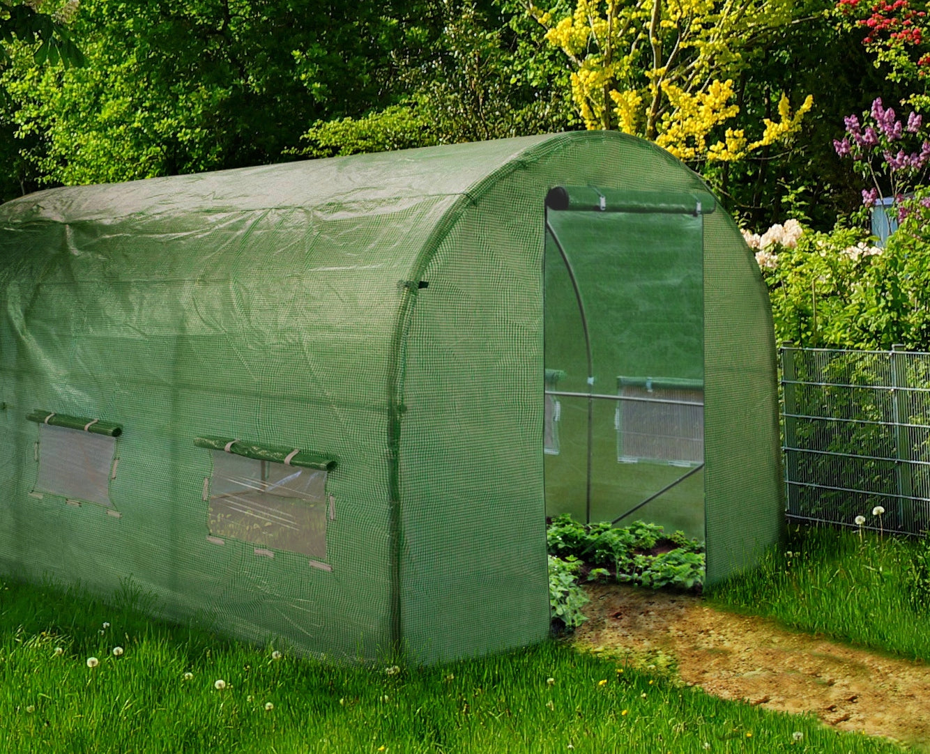 Folie pentru sera de gradina, 6x3 m, material PE 140 g/m, rezistenta la UV4, verde transparent