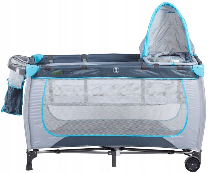 Patut pliabil cu plasa tantari si masuta de infasat, cadru otel, 126x66x77 cm, gri