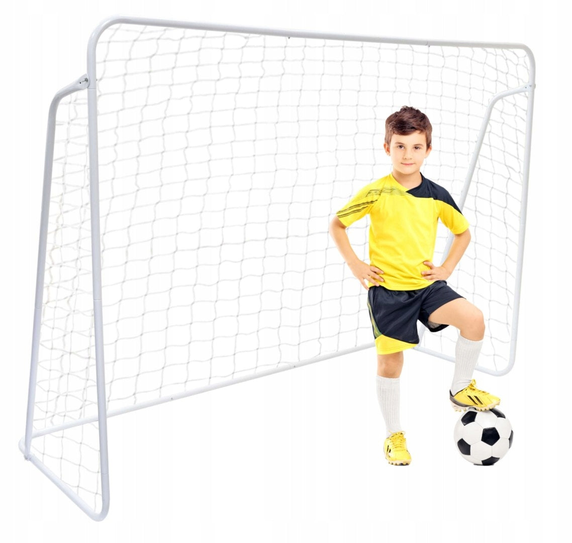 Poarta de fotbal pentru copii, 213x152x75 cm, alb – otel durabil, usor de asamblat, ideala pentru joaca in aer liber