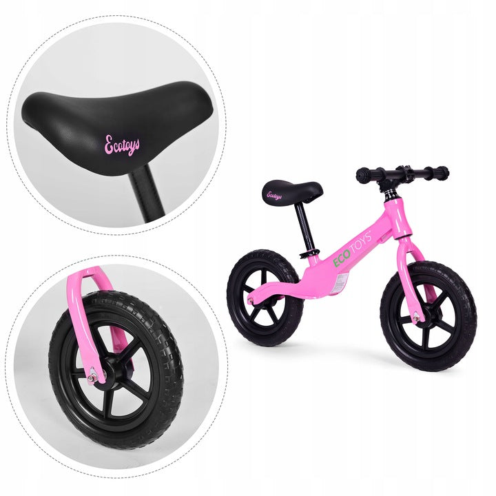Bicicleta fara pedale pentru copii 86x47x51 cm, sa reglabila, cadru otel, roti EVA, roz